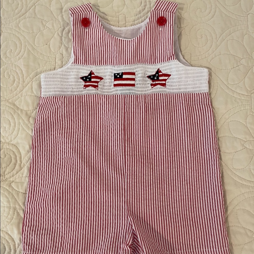 Good Lad Baby Boys Stars/Flag Smocked Shortall